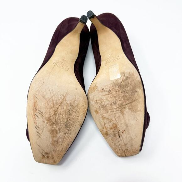 Giuseppe Zanotti Vicini Burgundy Suede Closed Toe Pumps Bow Detail Made in Italy - Picture 7 of 10